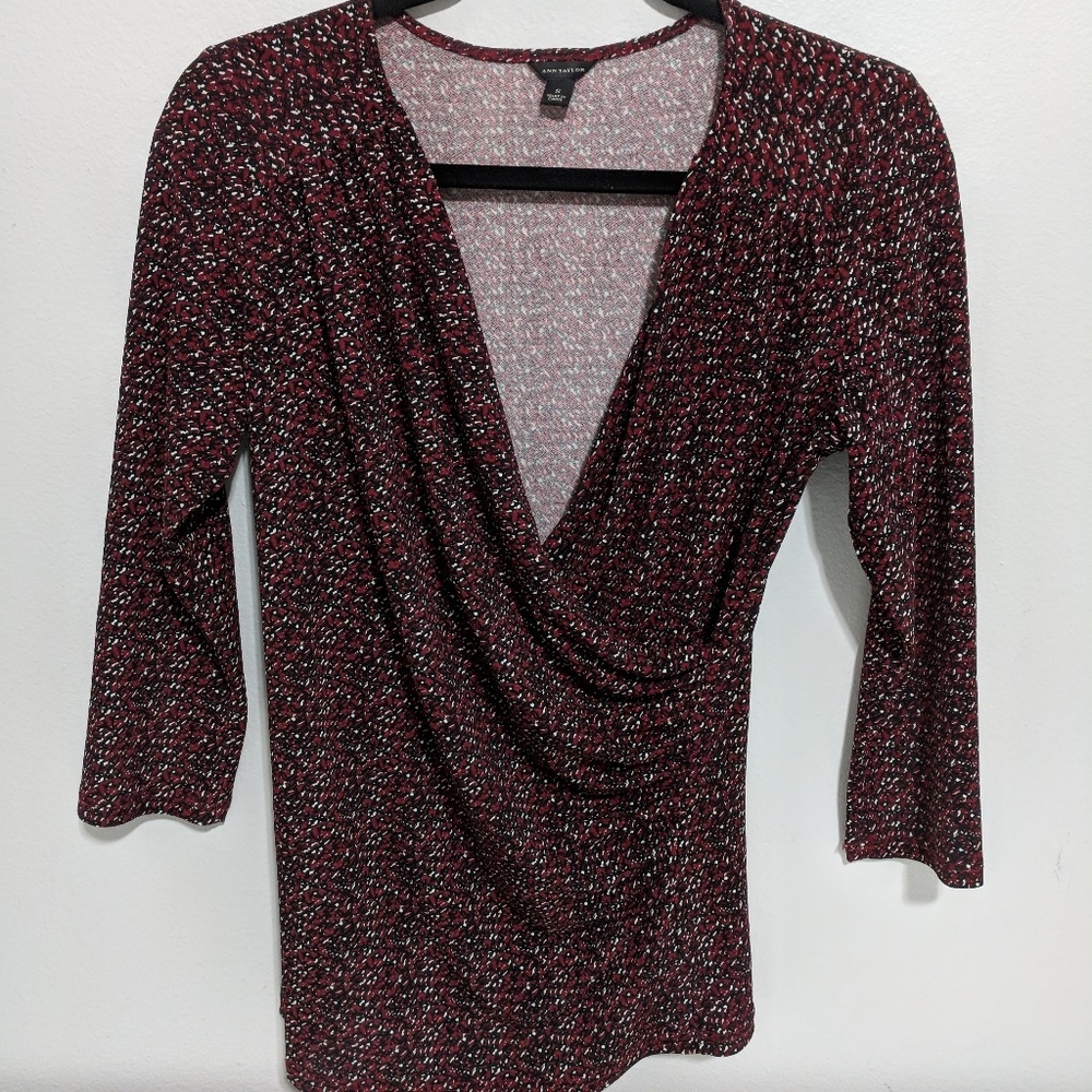 Ann Taylor faux wrap top with ruching